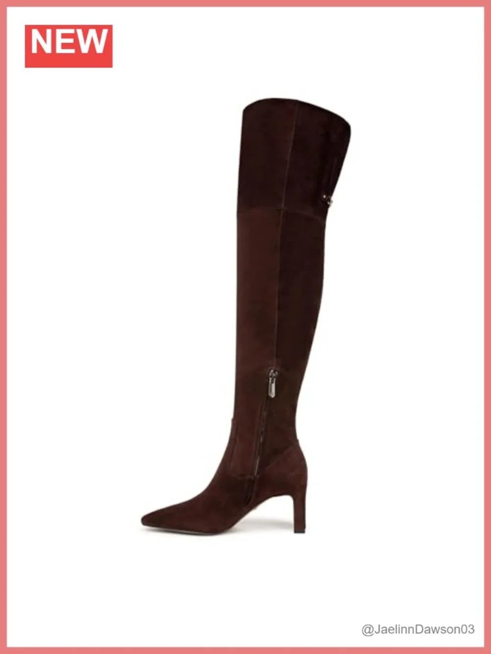 Over the Knee Leather Block Heel Snip Toe Boots